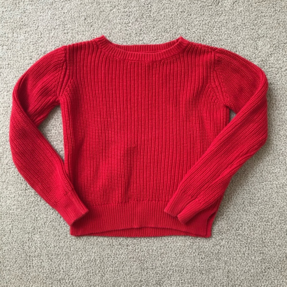 red knit sweater